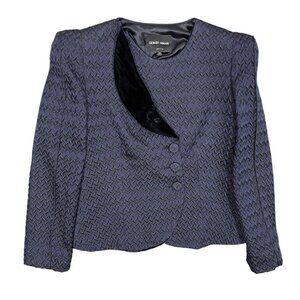 Giorgio Armani Wool & Silk Blazer Textured Blue Velvet Lining Made in Italy 40